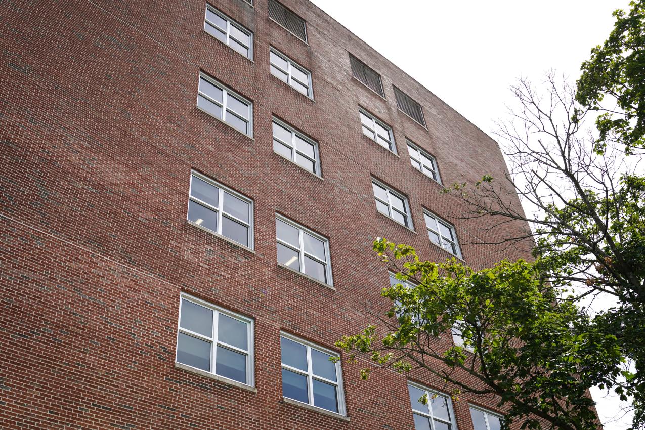 WINCO added an accessory panel to each window to make them look uniform on the outside while providing the required patient protection on the inside at RWJ Hospital.