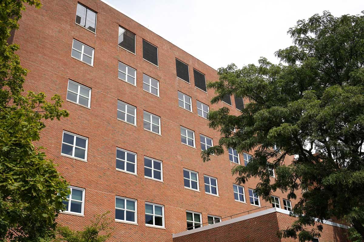 WINCO added an accessory panel to each window to make them look uniform on the outside while providing the required patient protection on the inside at RWJ Hospital.