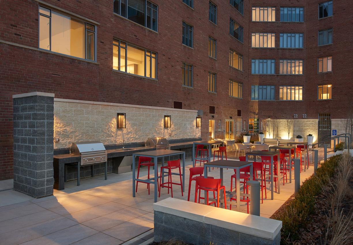 The original steel windows have been replaced with Winco's 3250 Steel Replica aluminum windows that match the style and profile of the originals.