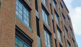 Close up of brick building with windows