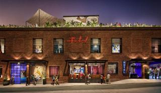 Rendering of brick building with black finished windows